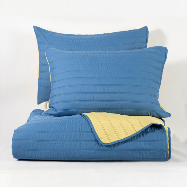 Quilt Toledo Liso 1.5 Plazas / Azul y Amarillo - Mashini - Imagen 2