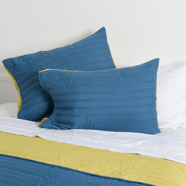 Quilt Toledo Liso 1.5 Plazas / Azul y Amarillo - Mashini - Imagen 3