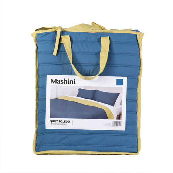 Quilt Toledo Liso 1.5 Plazas / Azul y Amarillo - Mashini - Imagen 4