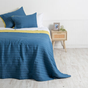 Quilt Toledo Liso 2.5 Plazas / Azul y Amarillo - Mashini