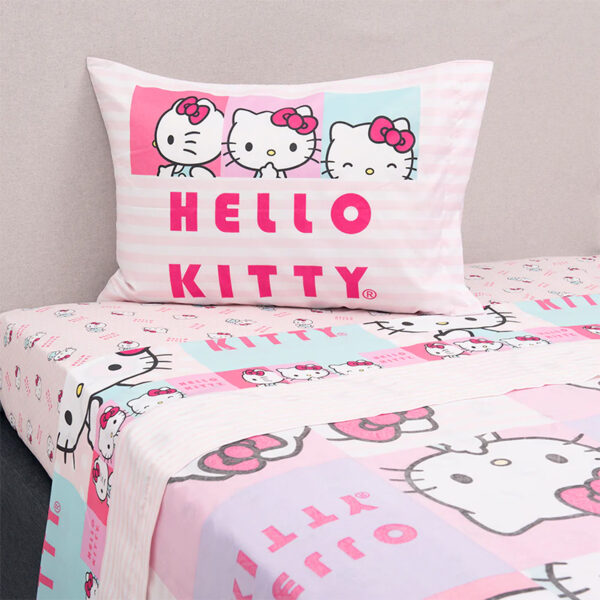 Juego Sábana Microfibra Single / Hello Kitty Caras - Mashini
