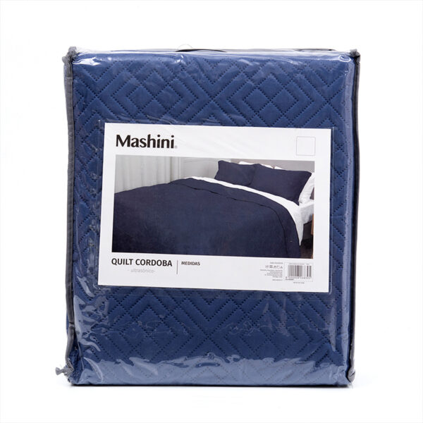 Quilt Cordoba Liso 2.5 Plazas / Azul - Mashini - Imagen 4