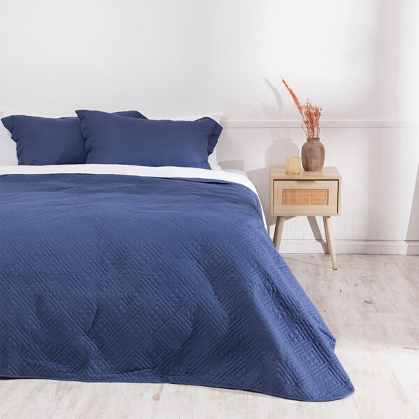 Quilt Cordoba Liso 2.5 Plazas / Azul - Mashini