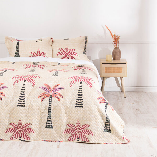 Quilt Cordoba Estampado 2 Plazas / Palmeras - Mashini