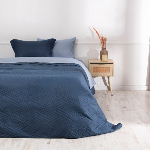 Quilt + Sábana Liso 1.5 Plaza / Azul - Mashini