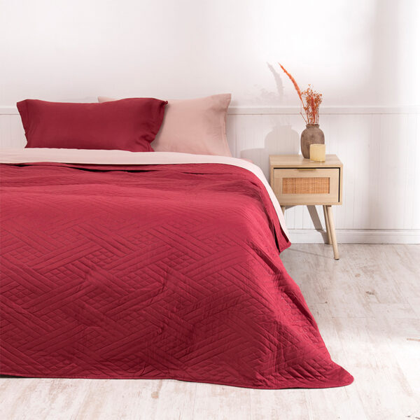 Quilt + Sábana Liso 1.5 Plaza / Rojo - Mashini