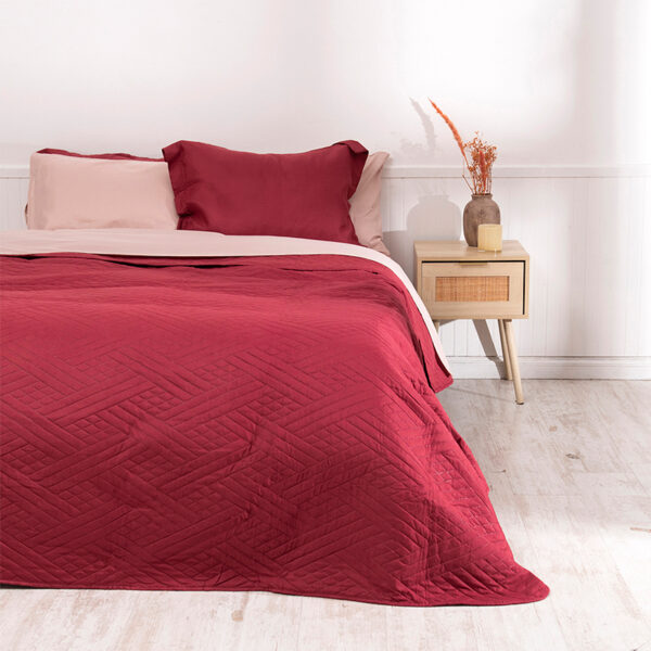 Quilt + Sábana Liso 2.5 Plazas / Rojo - Mashini