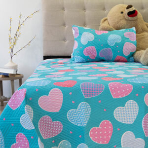Quilt Hotpress Estampado Infantil 1.5 plazas / Corazones- Doral
