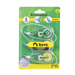 Blíster Destacadores en Cinta  3 Colores Mix UBL - Torre