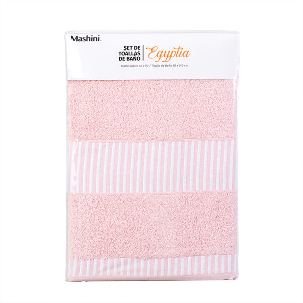 Set 2 Toallas Egyptia 460gr. 45x90 + 70x140 cms. / Rosado - Mashini - Imagen 3
