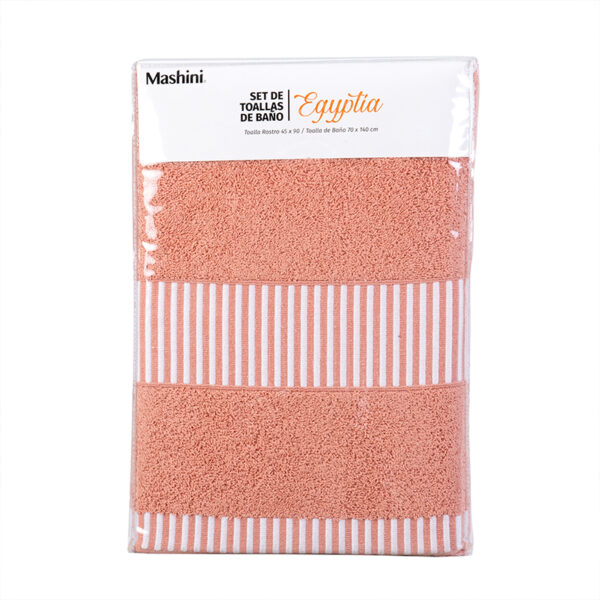 Set 2 Toallas Egyptia 460gr. 45x90 + 70x140 cms. / Coral - Mashini - Imagen 3