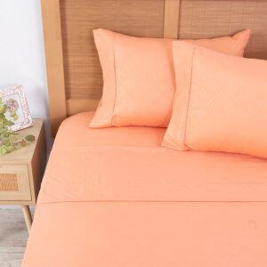 Sábana Microfibra Embossed 2 Plazas / Coral - Plumetti
