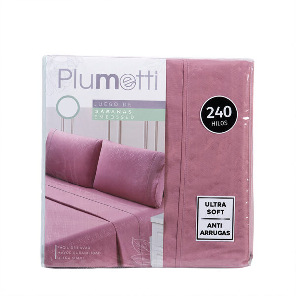 Sábana Microfibra Embossed 2 Plazas / Rosado - Plumetti - Imagen 3