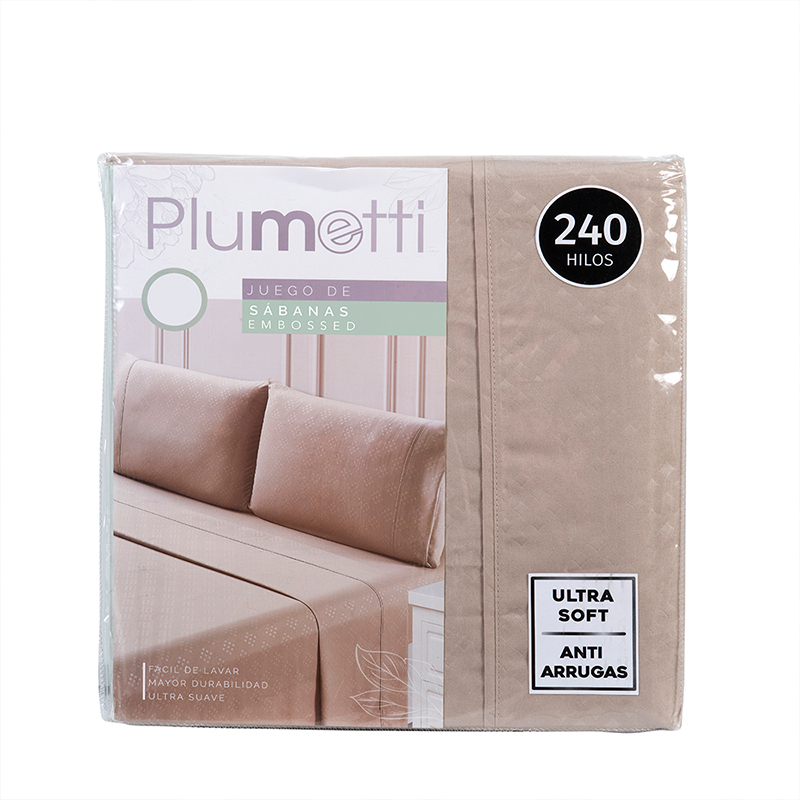Sábana Microfibra Embossed 2.5 Plazas / Arena - Plumetti - Imagen 3