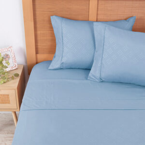 Sábana Microfibra Embossed 2.5 Plazas / Azul - Plumetti