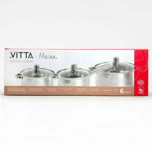 Batería de Cocina 6 Piezas Mecina Tapa de Vidrio - D&C