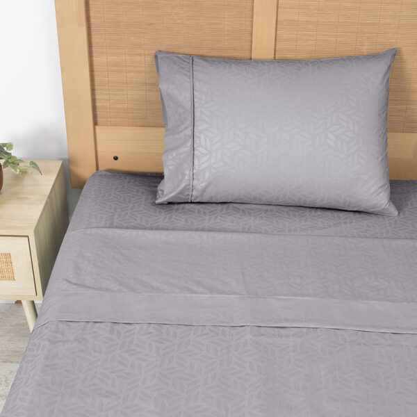 Sábanas Microfibra Embossed 1.5 Plazas / Gris - Plumetti