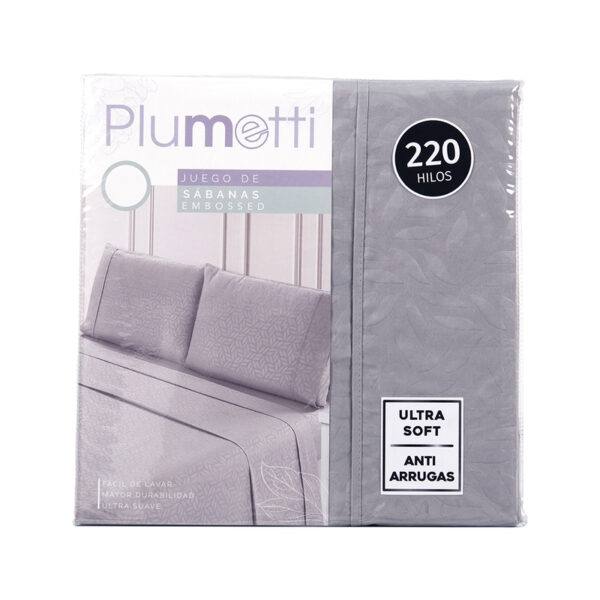 Sábanas Microfibra Embossed 1.5 Plazas / Gris - Plumetti - Imagen 5