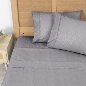 Sábana Microfibra Embossed 2 Plazas / Gris - Plumetti
