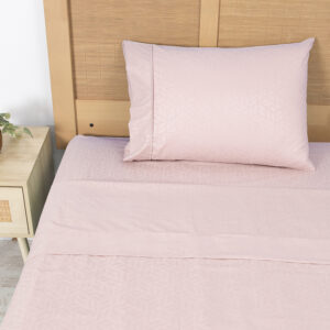Sábanas Microfibra Embossed 1.5 Plazas / Rosada - Plumetti