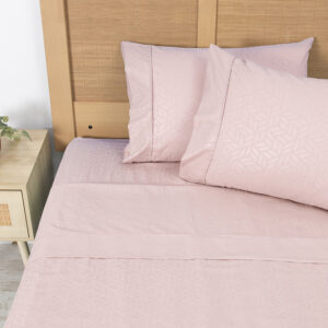 Sábana Microfibra Embossed 2.5 Plazas / Rosado - Plumetti