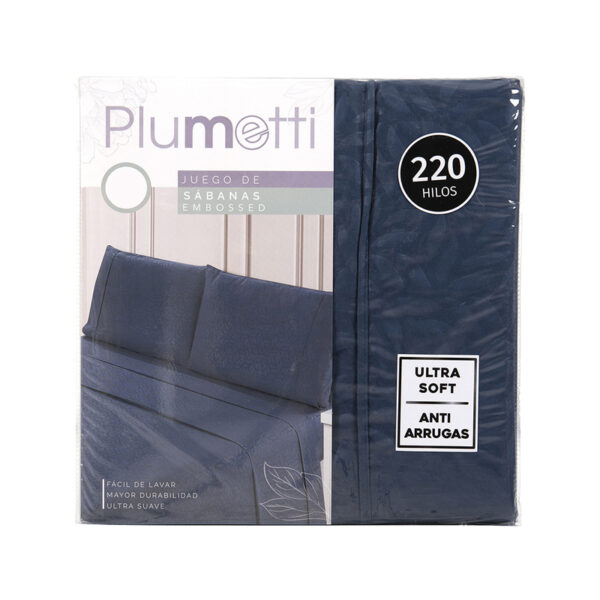 Sábanas Microfibra Embossed 1.5 Plazas / Azul - Plumetti - Imagen 5