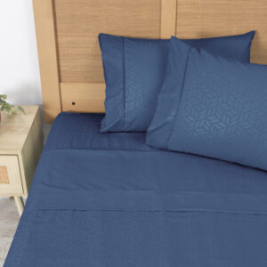 Sábana Microfibra Embossed 2 Plazas / Azul - Plumetti