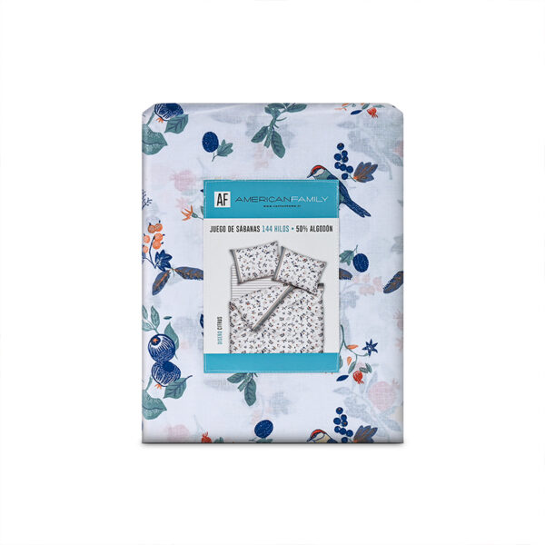 Juego de Sábanas Estampadas 144 Hilos 1 Plaza / Citrus Azul - American Family - Imagen 4