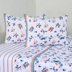 Juego de Sábanas Estampadas 144 Hilos 2 Plazas / Citrus Azul - American Family