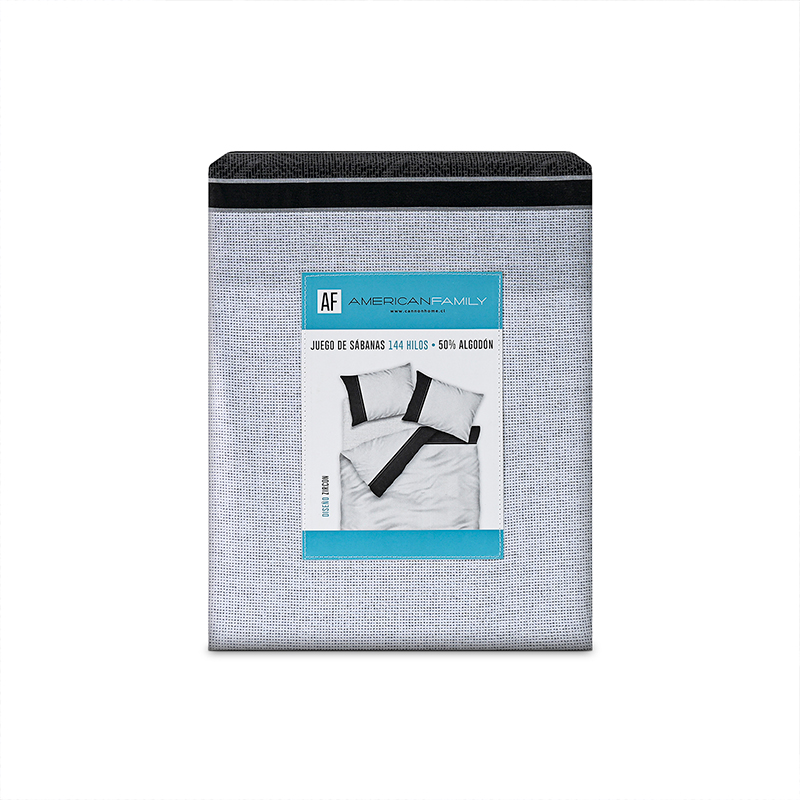 Juego de Sábanas Estampadas 144 Hilos 1 Plaza / Zircon Negro - American Family - Imagen 4