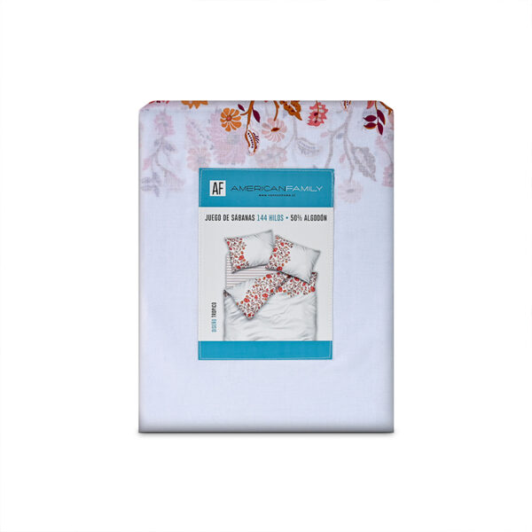 Juego de Sábanas Estampadas 144 Hilos 1.5 Plazas / Trópico Coral - American Family - Imagen 4