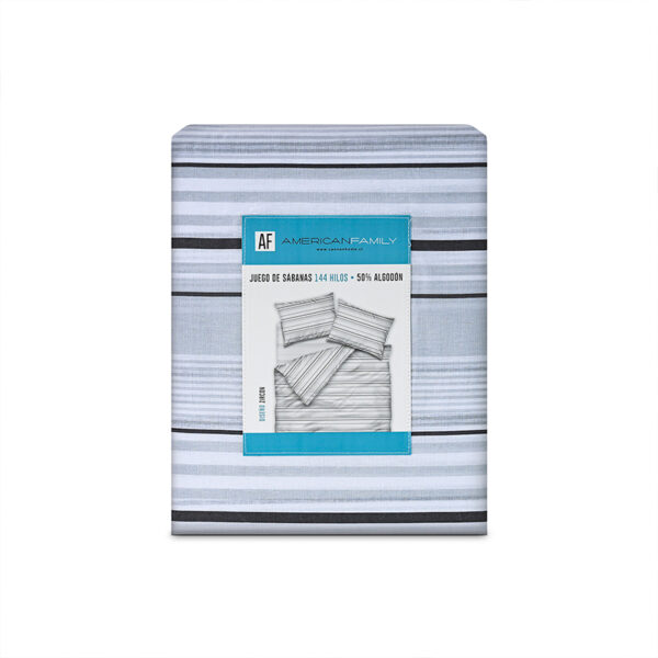 Juego de Sábanas Estampadas 144 Hilos 2 Plazas / Zircon Gris - American Family - Imagen 4