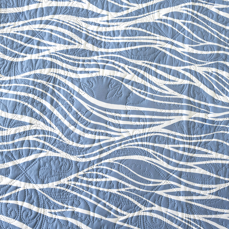 Quilt Hotpress Estampado 2 Plazas / Ondas Azul Blanco - Doral - Imagen 2