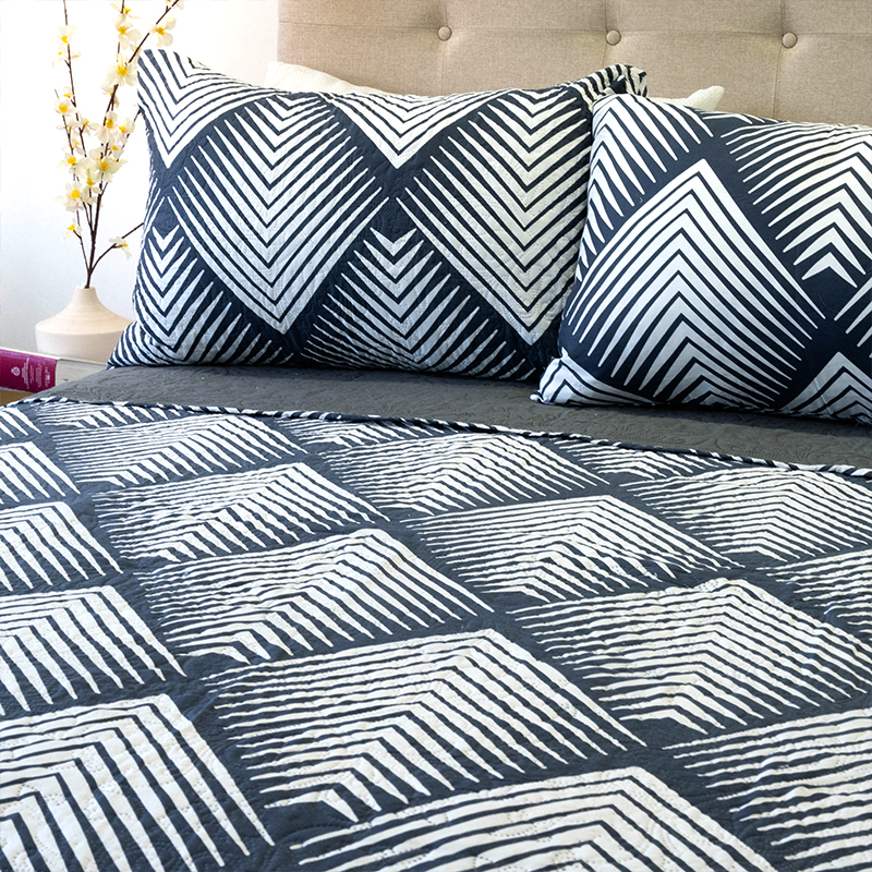 Quilt Hotpress Estampado 2 Plazas / Rombos Azul Blanco - Doral - Imagen 3