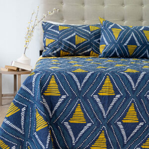 Quilt Hotpress Estampado 2 Plazas / Rombos Azul Salmón - Doral