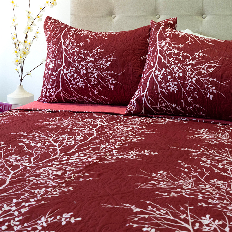 Quilt Hotpress Estampado 2.5 Plazas / Ramas Rojo Blanco - Doral - Imagen 3